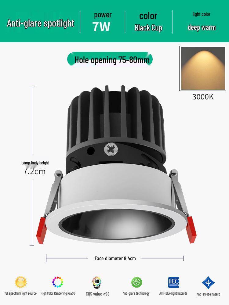 

Anti-Glare Recessed Spotlight for Living Room Ceiling and Wall Washer Default Option