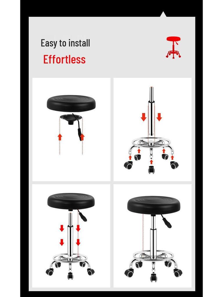 Swivel Beauty Bar Chair with Backrest and Lift Adjustment