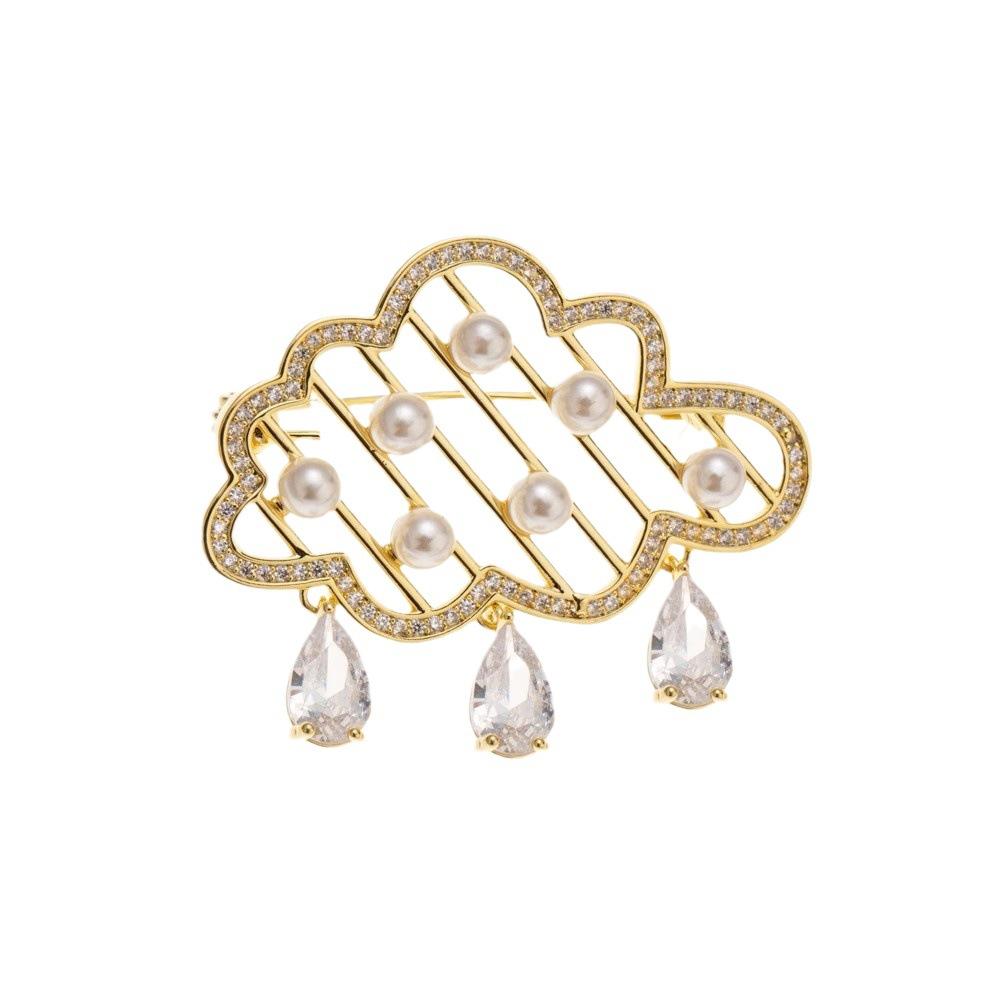 Exquisite Pearl Cloud Tassel Brooch, High-end Women's Niche Design Sense, Brooch with Anti-glare Clasp