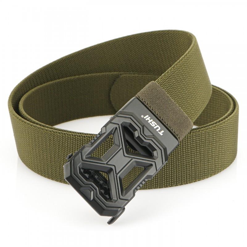 Outdoor Elastic Knitted Automatic Buckle Waist Belt Men's Canvas Sports Nylon Trousers