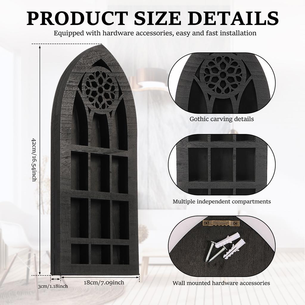 Wall Mounted Crystal Display Shelf Wooden Floating Shelves Gothic Bohemian Crystal Wall Holders for Home Living Room Decorative