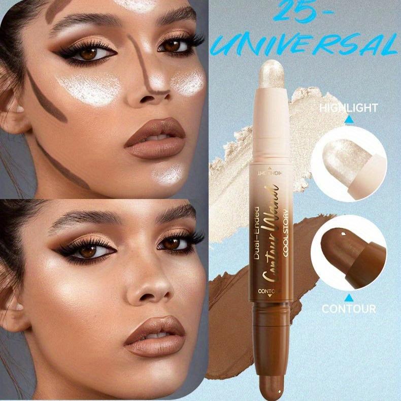 2v1 Oboustranná konturovací tyčinka Krémová konturovací a rozjasňující tyčinka pro modelování obličeje, Korektor, Definice V-tvaru, Dlouhotrvající make-up