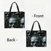 Gothic Skull Pattern Tote Bag Casual Street Style Large Capacity Carry Bag for Daily Commute Unique Dark Aesthetic Shoulder Bag