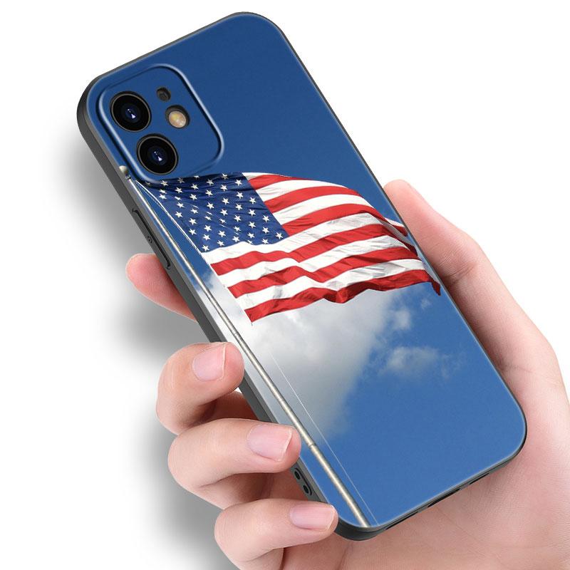Custodia per telefono con aquila bandiera americana USA per Apple iPhone 14 13 12 Mini 11 Pro Max 7 8 XR X XS 7 8 Plus SE 2020 2022 Cover Nera