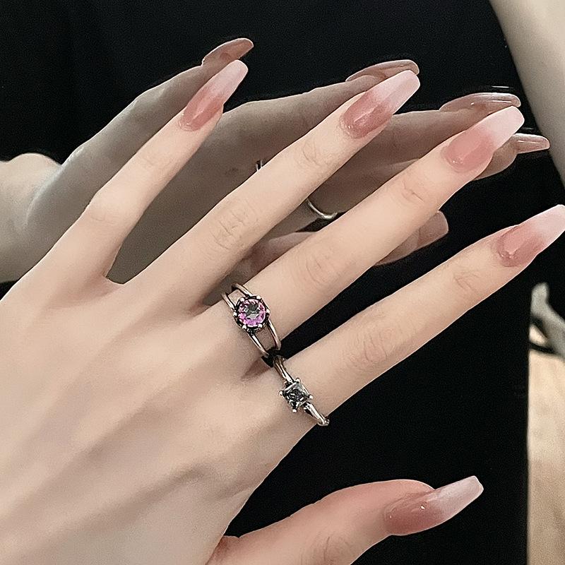 Niche Design Sense, High Sense, Retro Punk Personality, Simple Fashion, Open Ring, Gemstone Index Finger Ring For Women