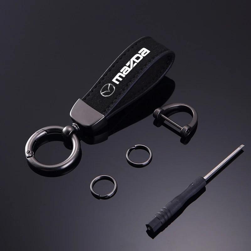2025 Hot New Women Men Luxury Car KeyRing Suede Leather Car Keychain For Mazda 3 6 Atenza Protege Cx9 Cx7 Cx5 Rx8 Rx7 Mx5 Speed