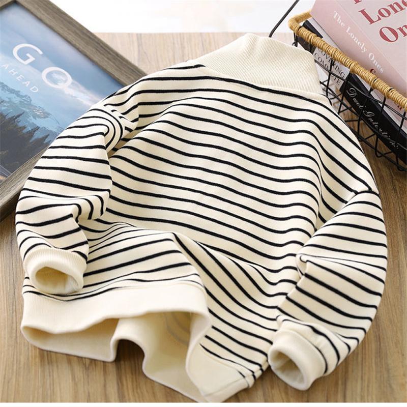 Boys Stripes Sweatshirt Coats Spring Autumn Girls Casual Pullover Big Kids Clothing Lapel Zipper Tops Children Sportswear