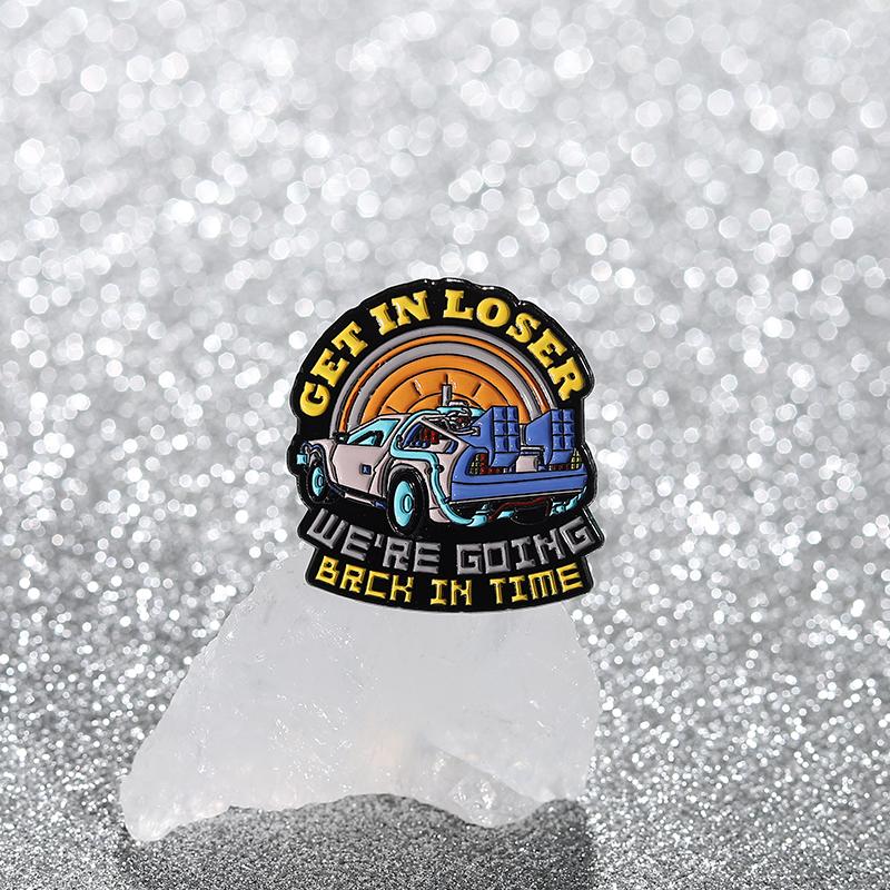 Anime Movies Enamel Pins Custom Cartoon Car WE'RE GOING BACK Brooches Lapel Badges Clothes Punk Jewelry Gift for Friends