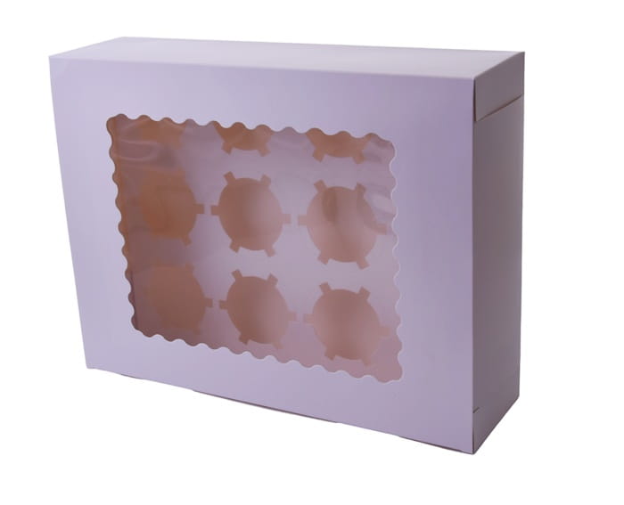 Pudełko Na 12 Muffin 32,5X25X9Cm Z Oknem I Wkładką 10Szt