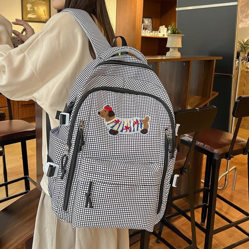 Plaid Schoolbag Women's Large Capacity Backpack Student Backpack