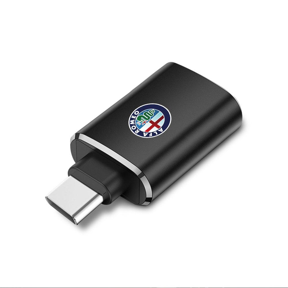 USLT7 Car Type-C To USB Adapter Fast Charging Connector For Alfa Romeo 159 Giulietta Mito 147 Stelvio Giulia Stelvio Valve Accessories