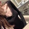 Slim Fit V-Neck Lace Trim Long-Sleeve Women's Top - Autumn Collection