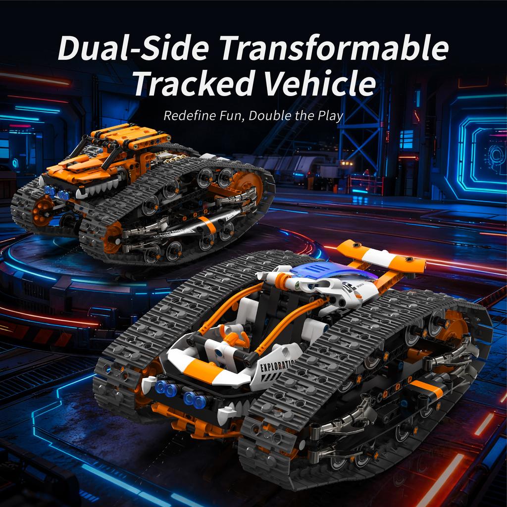 H1004 Remote Control Double-Sided Transforming Tracked Vehicle Building Blocks Desktop Model Toy For Boys' Birthday Gift