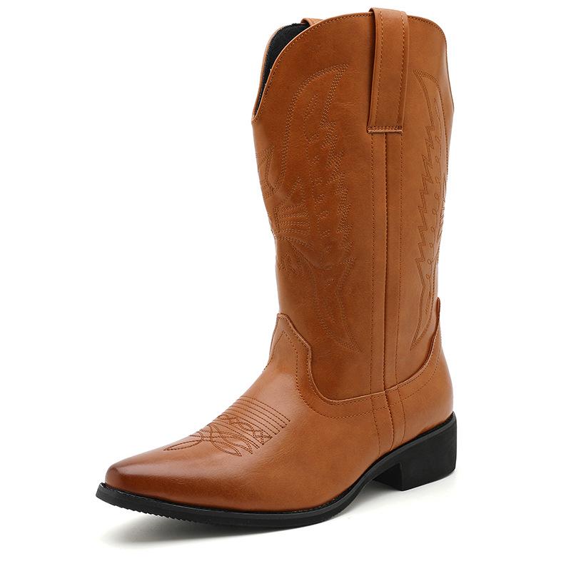 Men s Large Size Chelsea Boots - Casual British Trend High-Top Leather Workwear Shoes 40 коричневый
