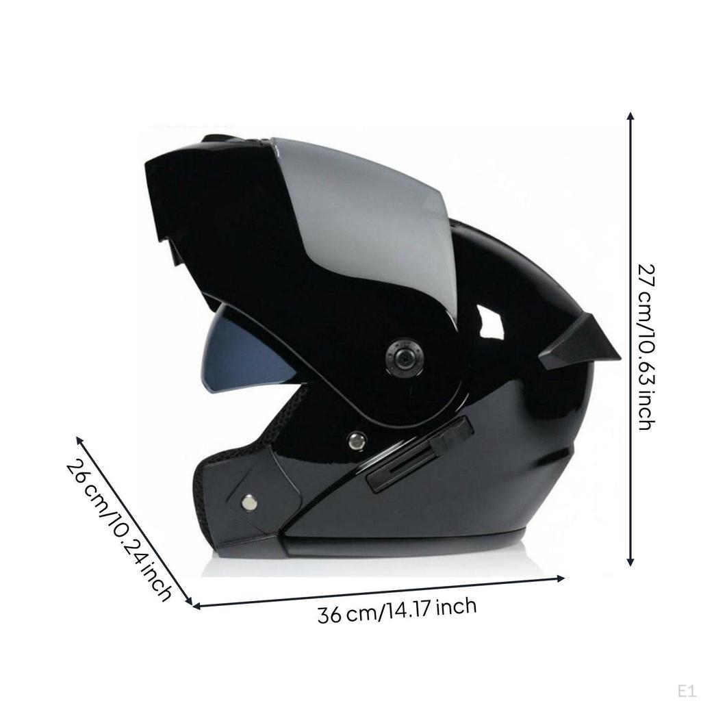 Flip up Full Face Helmet All Season Double Visor Removable Lining for Commuting S Black Silver Lens