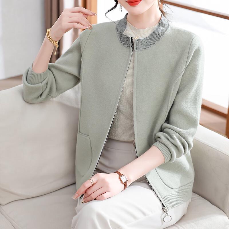 

XUEXI Women s Elegant Zippered Knit Cardigan Jacket XL