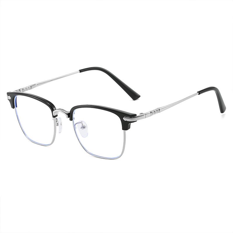 821 Stylish Photochromic Myopia Glasses: Half-Rim, Anti-Blue Light, Color-Changing to Gray for Tech-Savvy Men