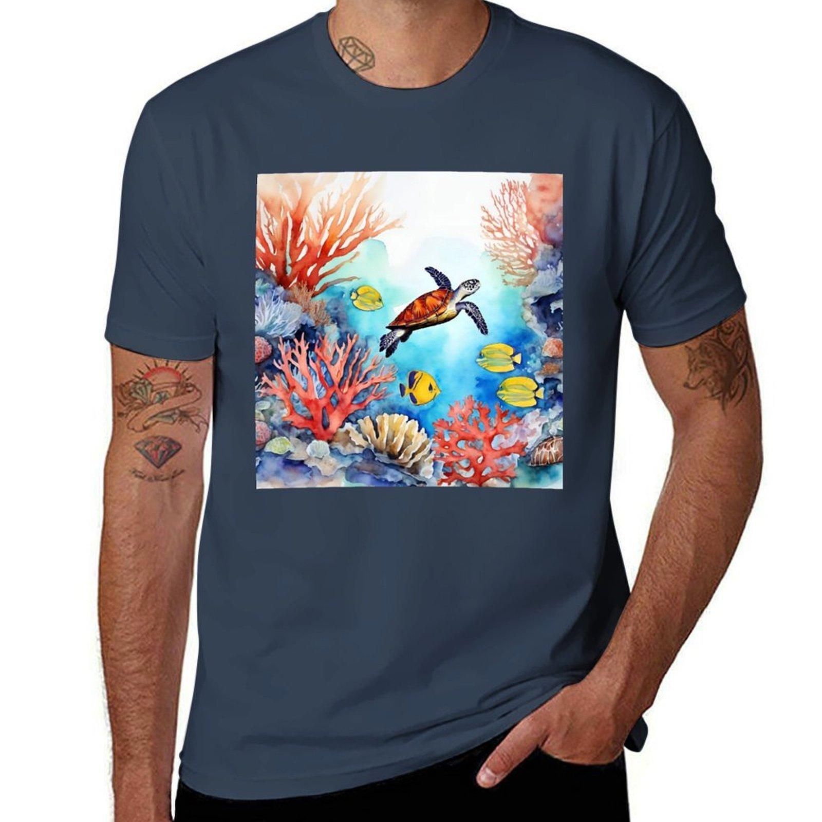 Sea life and coral TShirt Sun Protective Outdoor Tee Top S