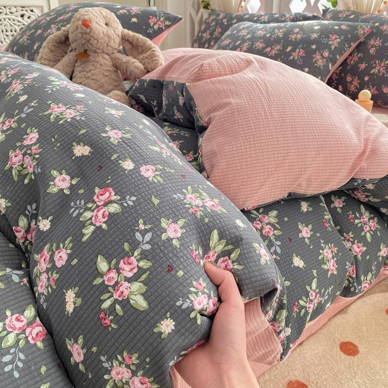 Class A maternal and infant grade super soft washed cotton bed sheet 4pcs set bed hat quilt cover student dormitory single