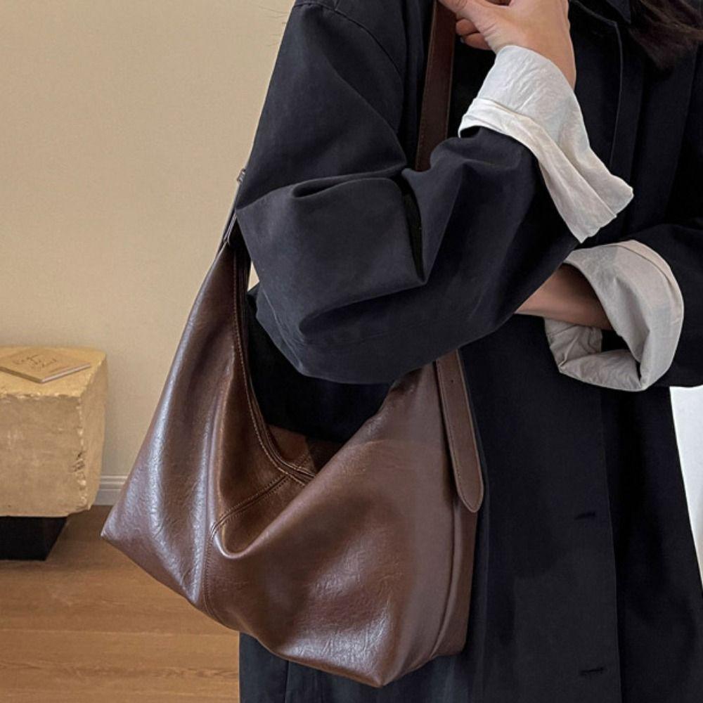 Tote Bag Large Capacity Handbag Korean Style Underarm Packs Casual Retro PU Tote Bag  Outdoor