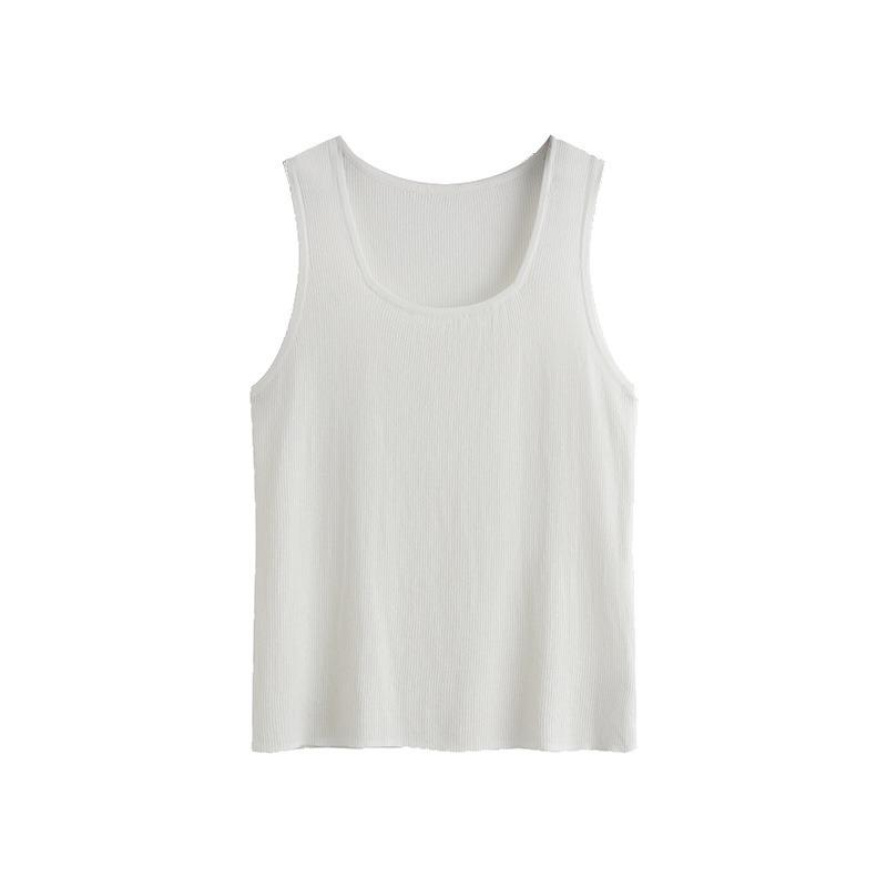 Women's Knitted Vest In Summer Style Paired with A Strapless Square-neck Sleeveless Top