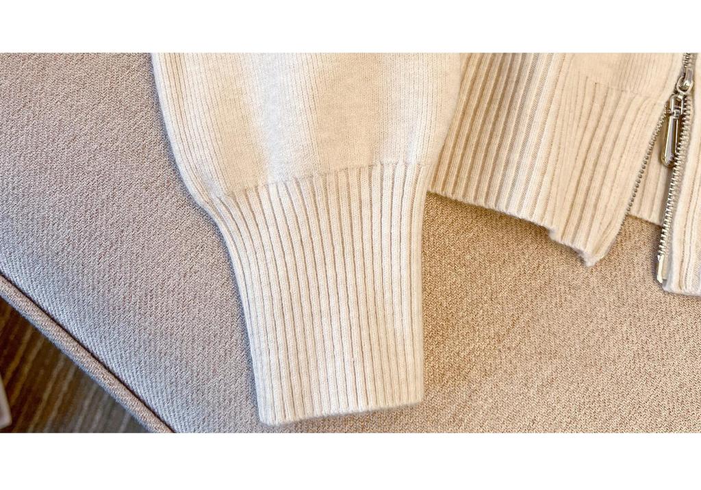 Gray Women's Knitted Sweater, Half-High Collar, Zipper Jacket, 2026 Spring Style - Versatile Base Layer or Outerwear