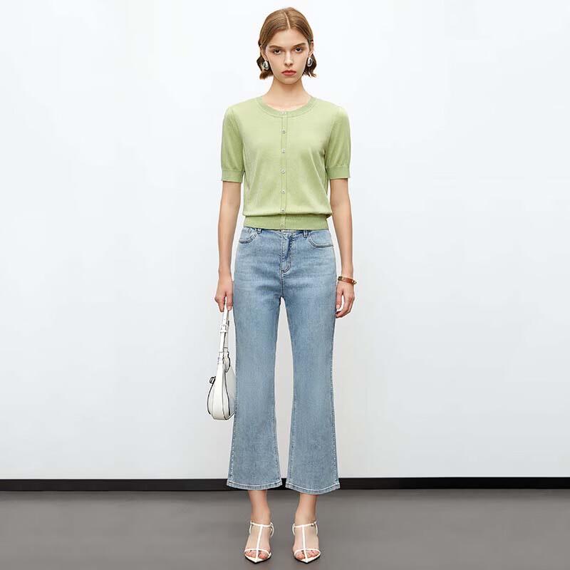 JESSIE Simple Commuter Slim Fit Short Sleeve Knitted Top for Women