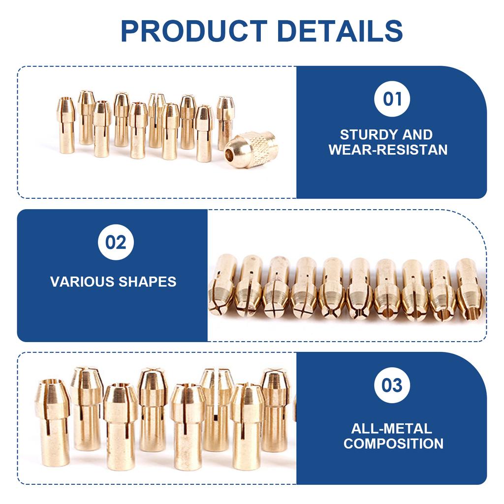 Drill Chuck Collet Set 1/32inch to 1/8inch Quick Changing Drill Chuck for Rotating Accessories Electric Chuck Rotary Tool
