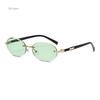 Trendy Rimless Oval Sunglasses Stylish Gradient Lens Outdoor Shades Luxury  Frameless Small Black Vintage Sun Glasses