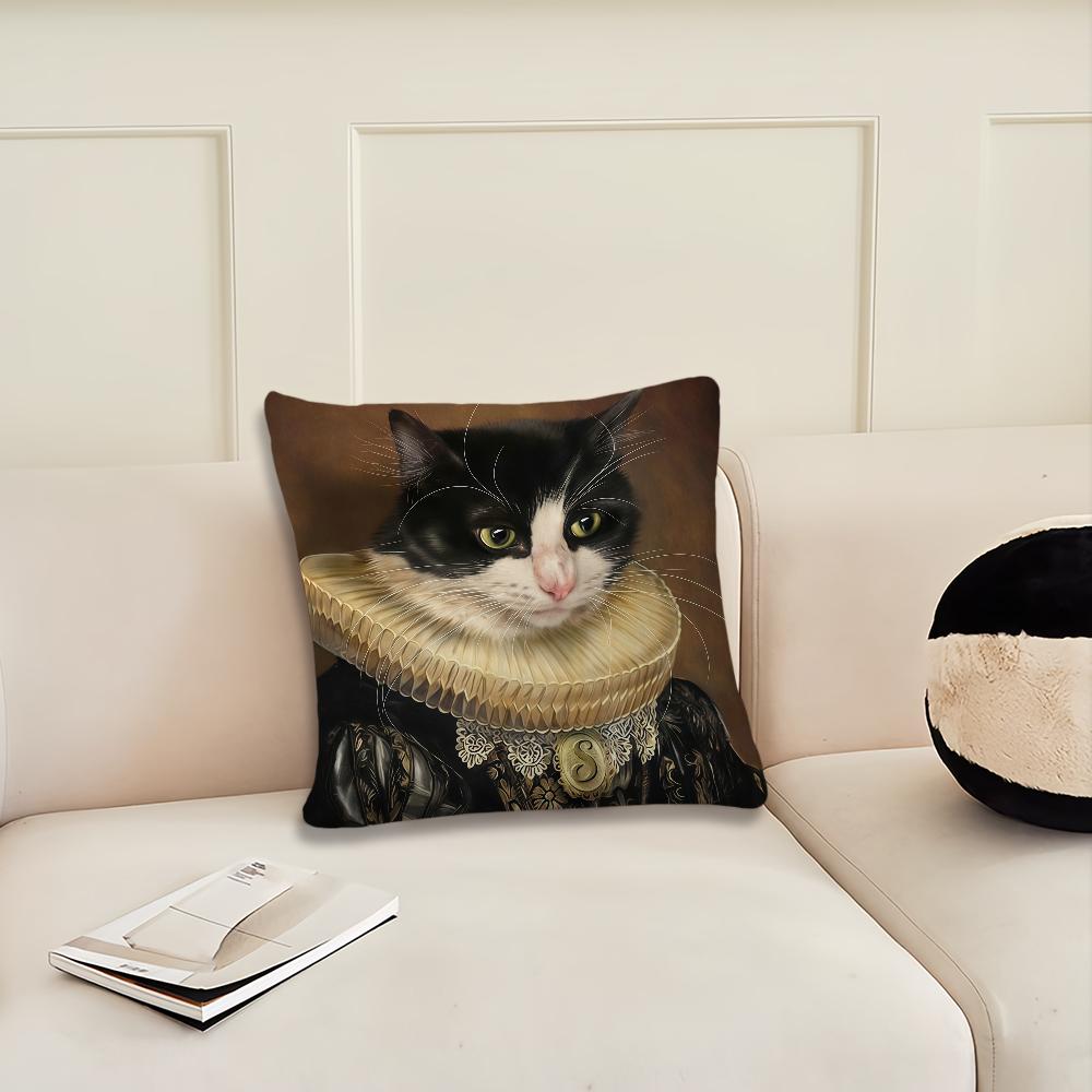 Portrait of the Palace Cat Cushion Cover Pillow Cover Decoration Room Home Sofa Living Office Car Nordic Simplicity