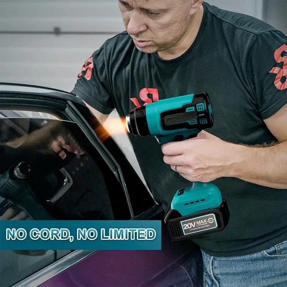 Máquina de Pistola de Ar Quente Portátil Sem Fio 300W Equipamento de Aquecimento Recarregável de Lítio Pistola de Calor Portátil para Envelopamento de Carros