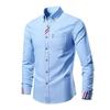 Men's Long-Sleeve Shirt With Colorful Stripes Casual Business Wear