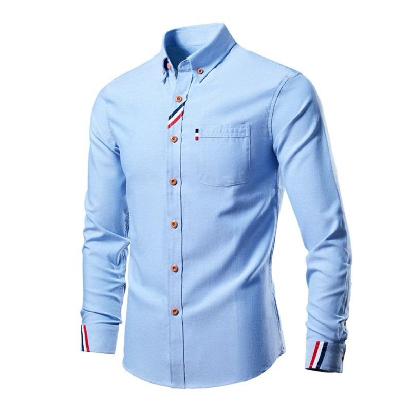 Men's Long-Sleeve Shirt With Colorful Stripes Casual Business Wear