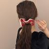 Red Korean Plaid Lace Ponytail Scrunchie – Women's High-End Holiday Hair Tie