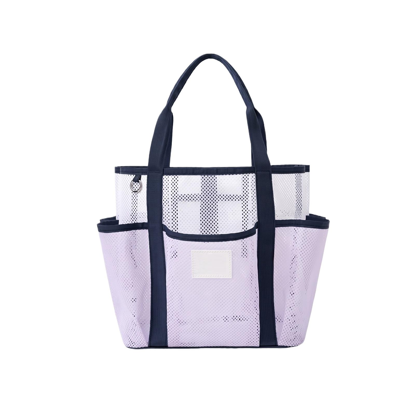

Large Capacity Mesh Tote Bag for Beach Gym and Swimwear Storage Portable Handheld Mesh Organizer Bag with Multiple Pockets and Durable Handles one size фиолетовый