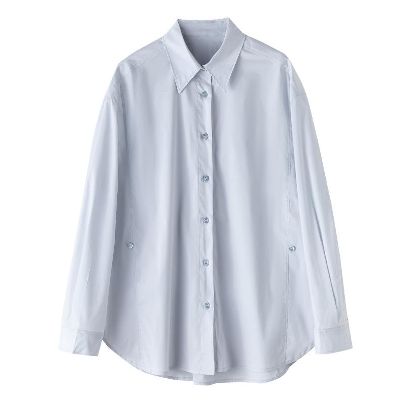 Xin Ge Women's Spring Slimming Long-Sleeve Anti-Wrinkle Waist-Cinching Shirt