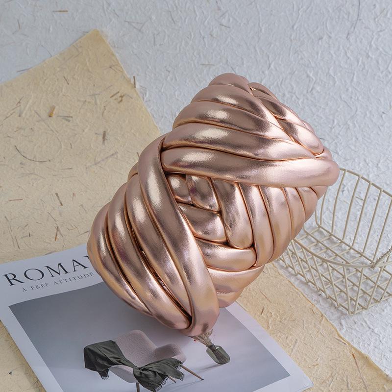 Metallic Textured Super Thick Icelandic Wool Yarn, 2cm Core-Filled Cotton Hand-Knitting Yarn for DIY Bags