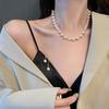 Korean celebrity style pearl neck chain pull-up exquisite necklace 2025 new female design choker