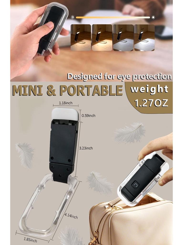 LED Mini USB Rechargeable Foldable Book Light - Portable, Eye-Protection Clip Lamp for Reading