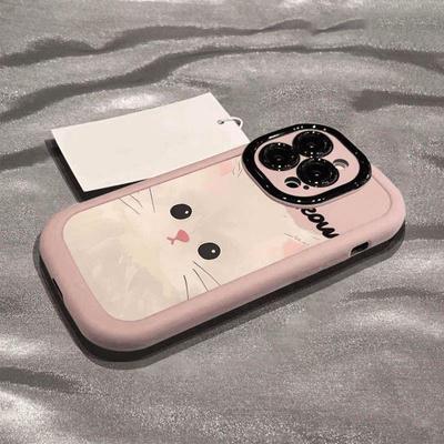 Apple 15promax Phone Case Fun White Cat 14 iPhone Anti Drop 13 Simple All Inclusive 12 Soft 11