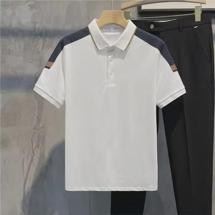 Men's Harajuku Trend Polo Shirt: Simple & Literary Style, Summer 2024, Youthful Five-Point Sleeves