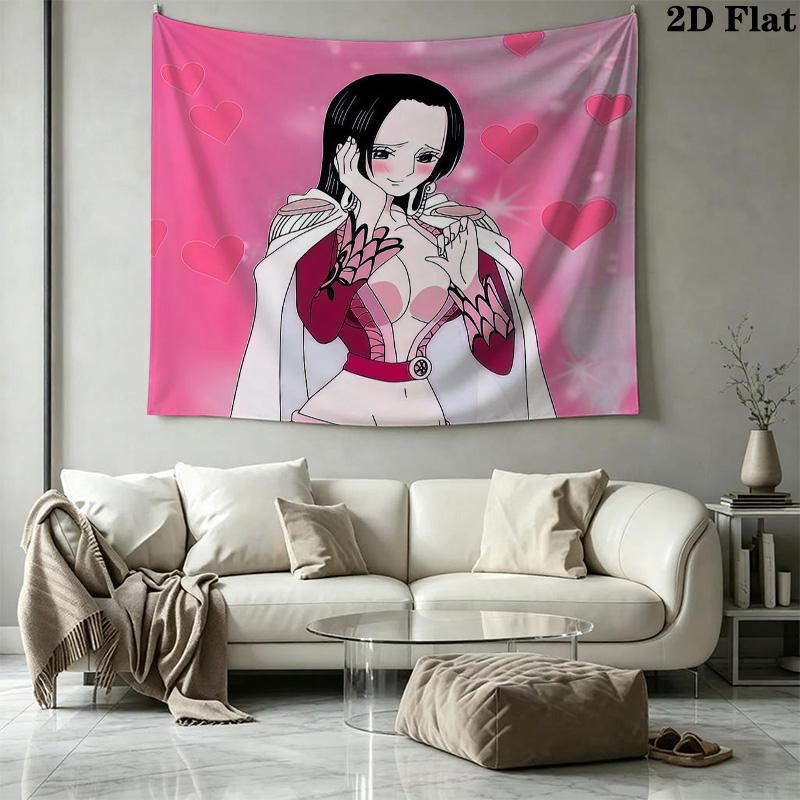 One Piece Boa Hancock Wall Tapestry Aesthetic Wall Hanging Printed Fabric Blanket Decorative Tapestries For Bedroom Living Room Home Decor