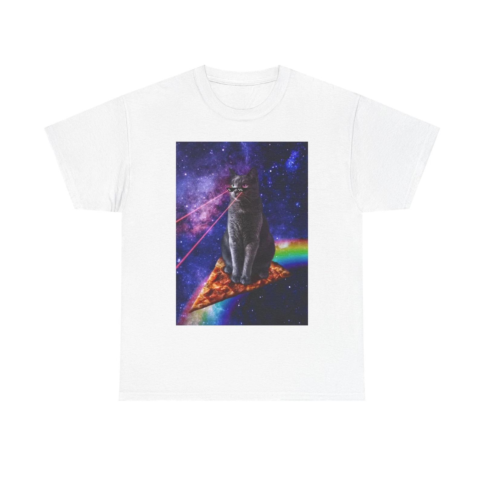 Men s and Women s T-shirts Funny Cat Flying In Space S