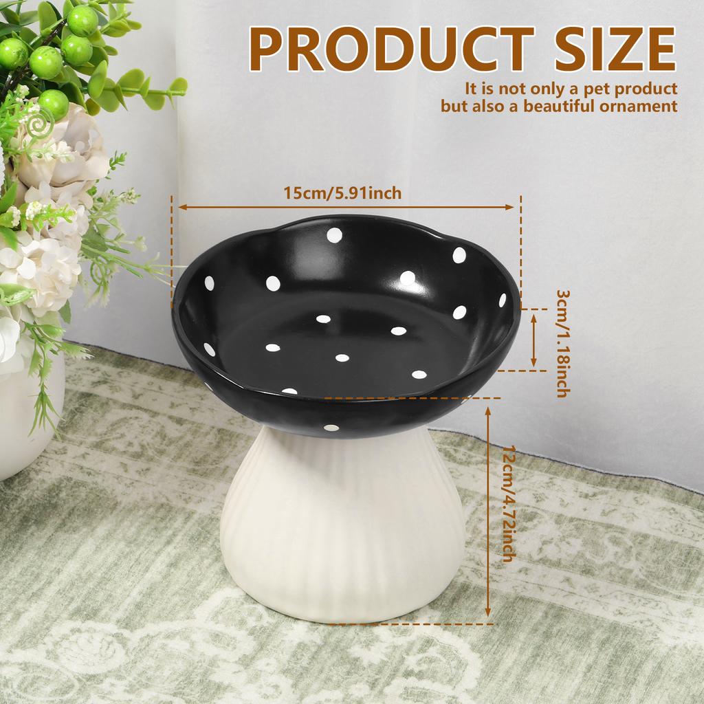 Mushroom Raised Cat Bowl 300ml Pet Food Dish Wide Shallow Mushroom Food Dish Cute Elevated Design Cat Bowl for Home Travels 2025