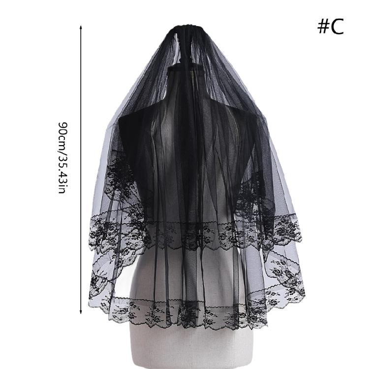 Dark Series Black Mesh Veil for Halloween Masquerade Party Bride Dress Up Wedding Veil for Parties Festival Props