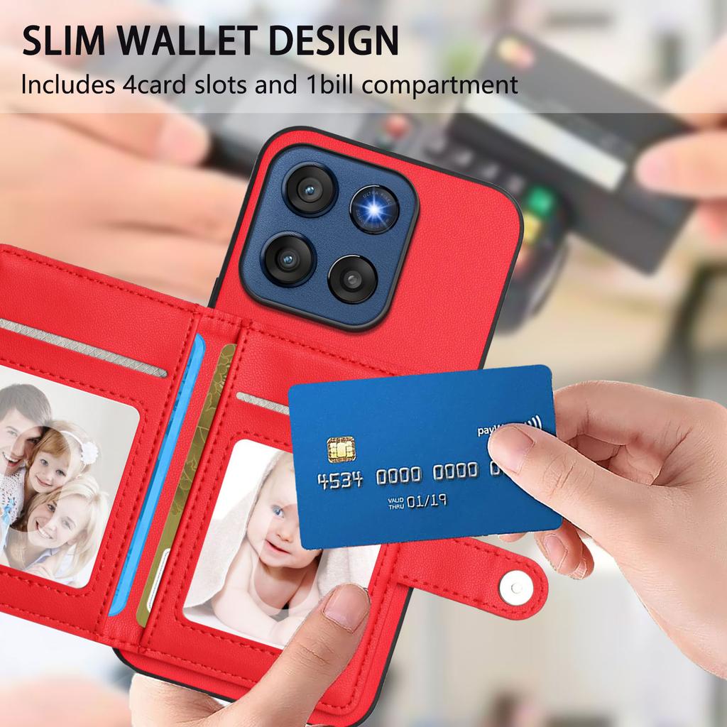 For Motorola Edge 60 Stylus 5G Case RFID Blocking Card Holder Kickstand TPU + PU Leather Phone Back Cover