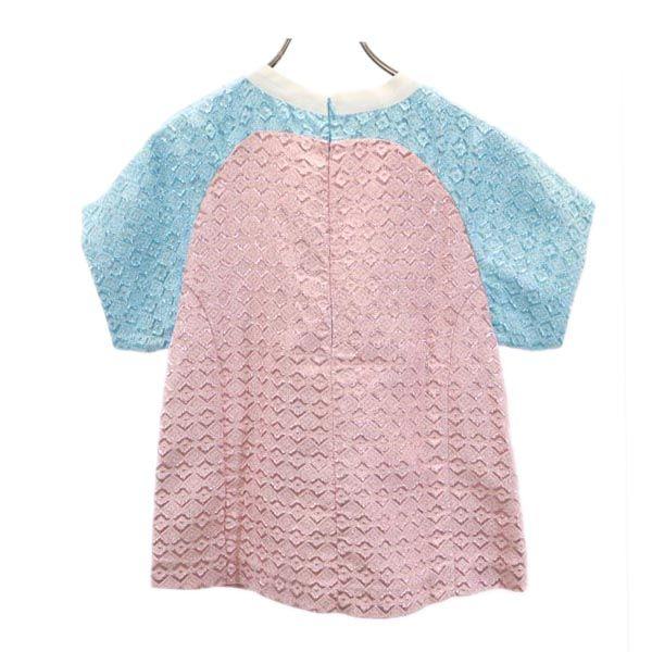 MARNI 2011ss Short sleeve Cut Pink x Light Blue Glitter woven fabric Women Used
