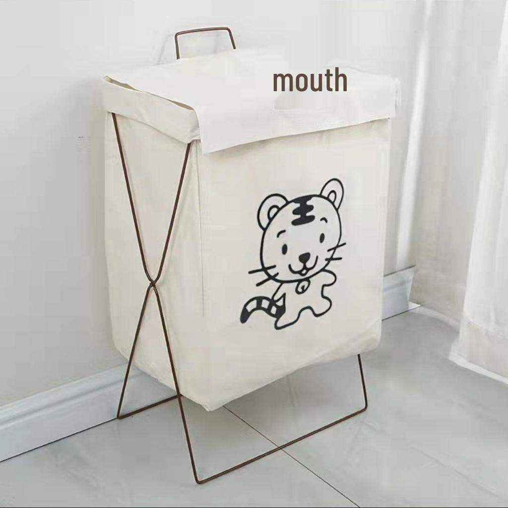 Nordic Cotton Linen Foldable Laundry Hamper with Wrought Iron Frame