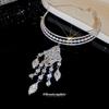 Korean Zircon & Pearl Tassel Necklace – Trendy Design Clavicle Chain