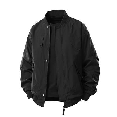 Men's Jacket with Stand Up Collar, Loose Oversized Breathable Workwear, Baseball Uniform, Casual Versatile Top